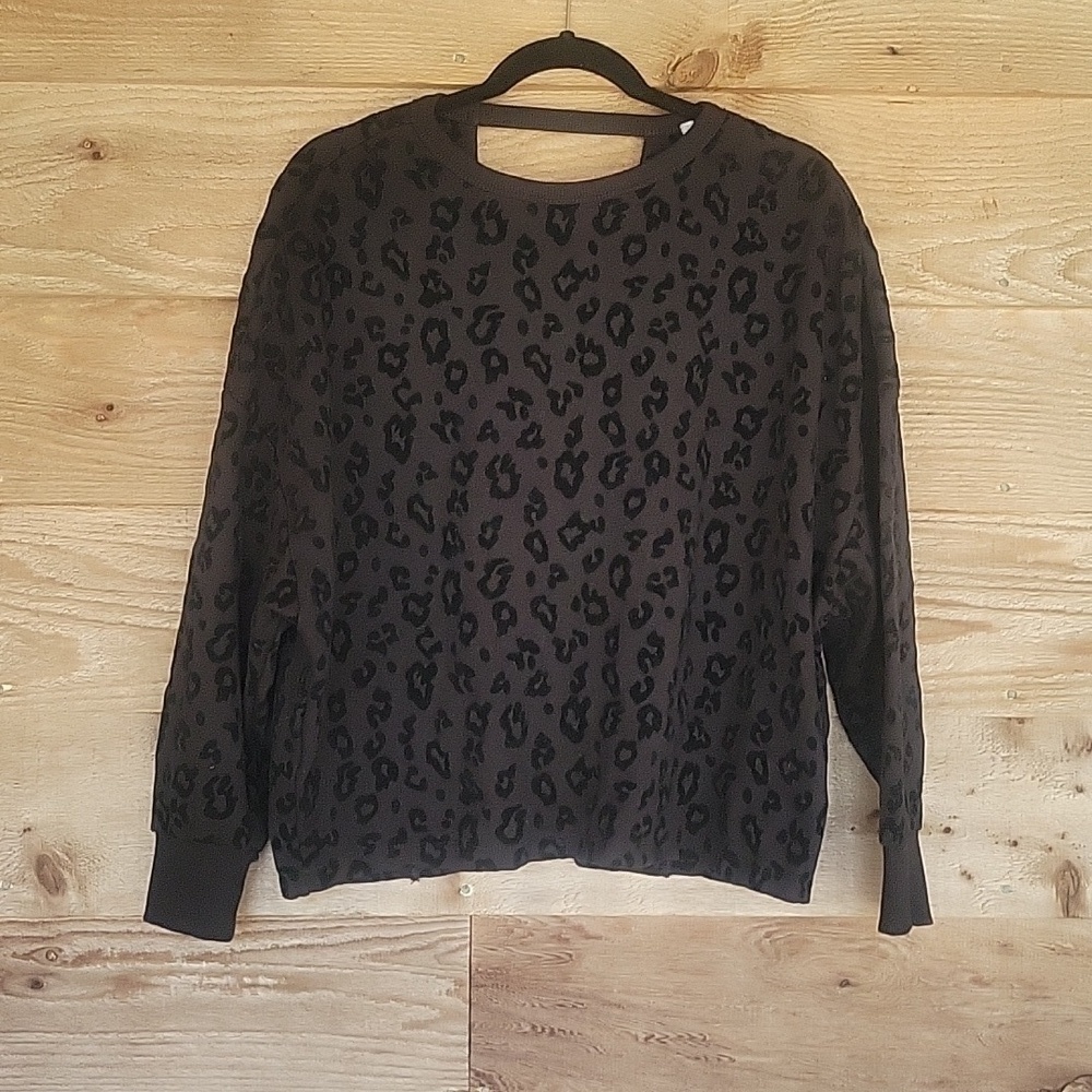 Z Supply Black Sweat Shirt Leopard Burnout Size Medium